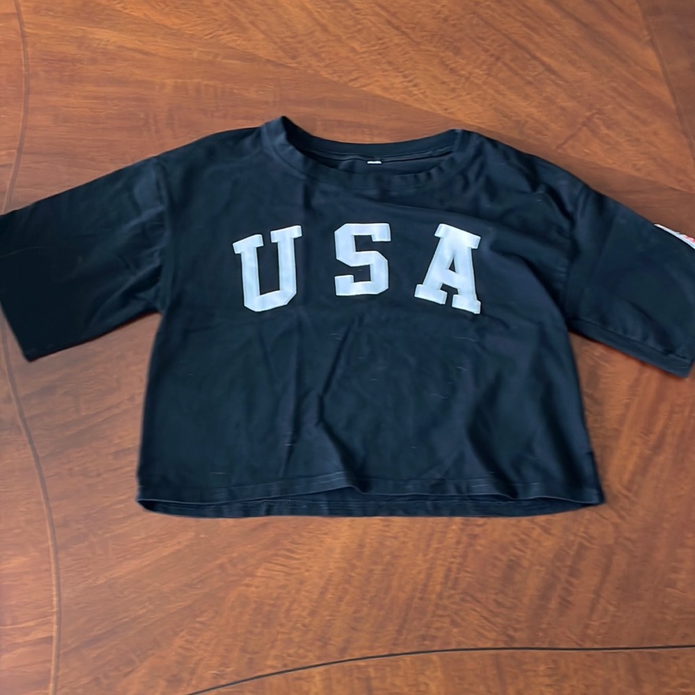 Black USA Crop Top
